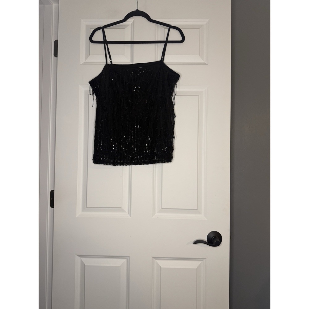 Loft Sleeveless Cami Top Sequins And Fringe Large Nwt